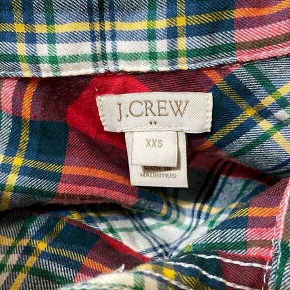 J. Crew Half Button Cotton Red Plaid Flannel - Picture 3 of 5
